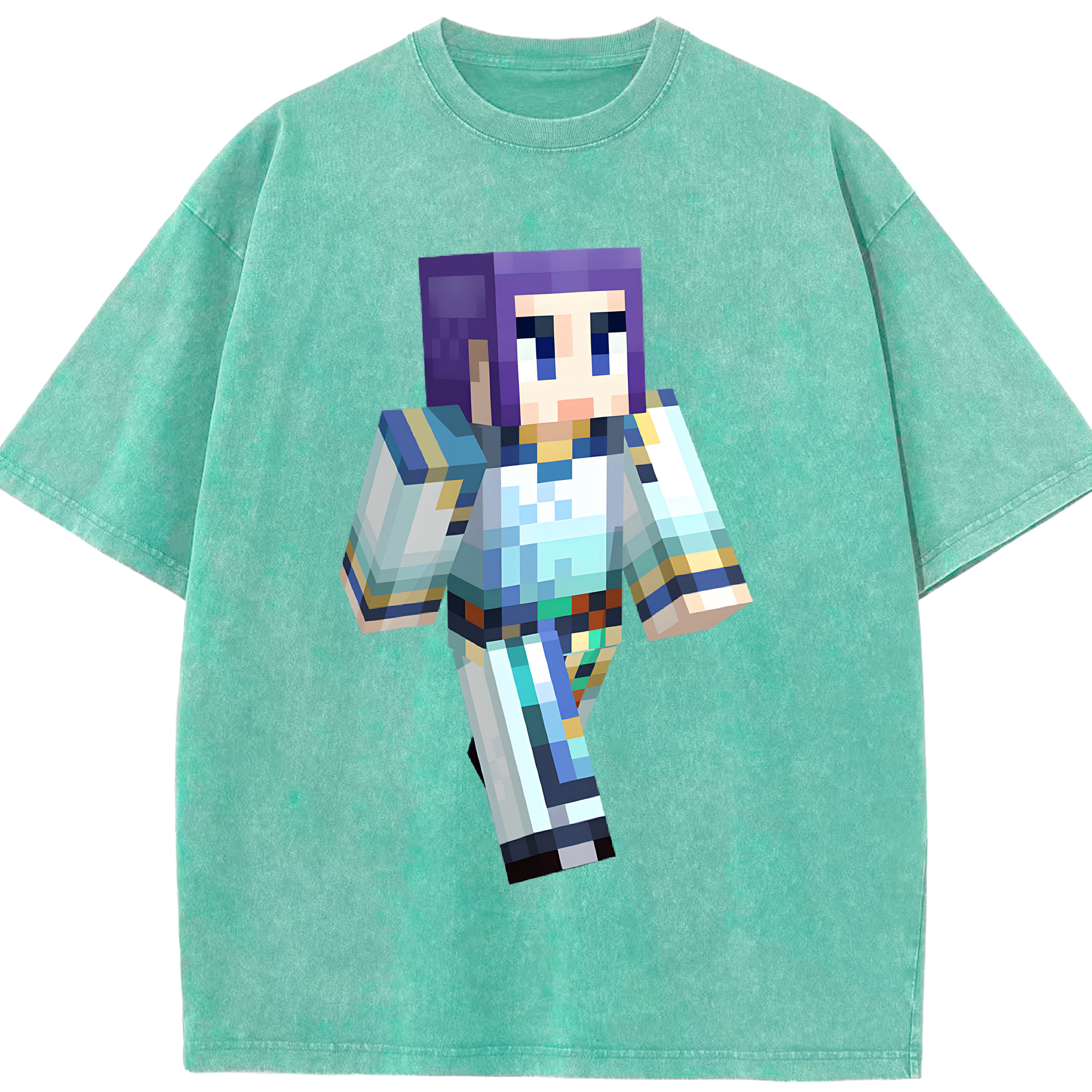 （画像用） マインクラフト ブロックの世界 Minecraft MC Block world 綿100% ヴィンテージ風 半袖Tシャツ（フロントプリント）